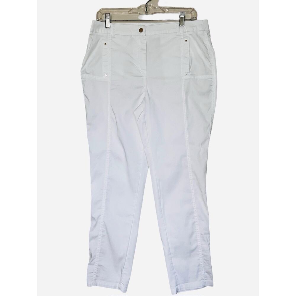 CHICOS WHITE STRETCH CONVERTIBLE CAPRI PANTS PETITES SIZE 1.5 / M / 10P